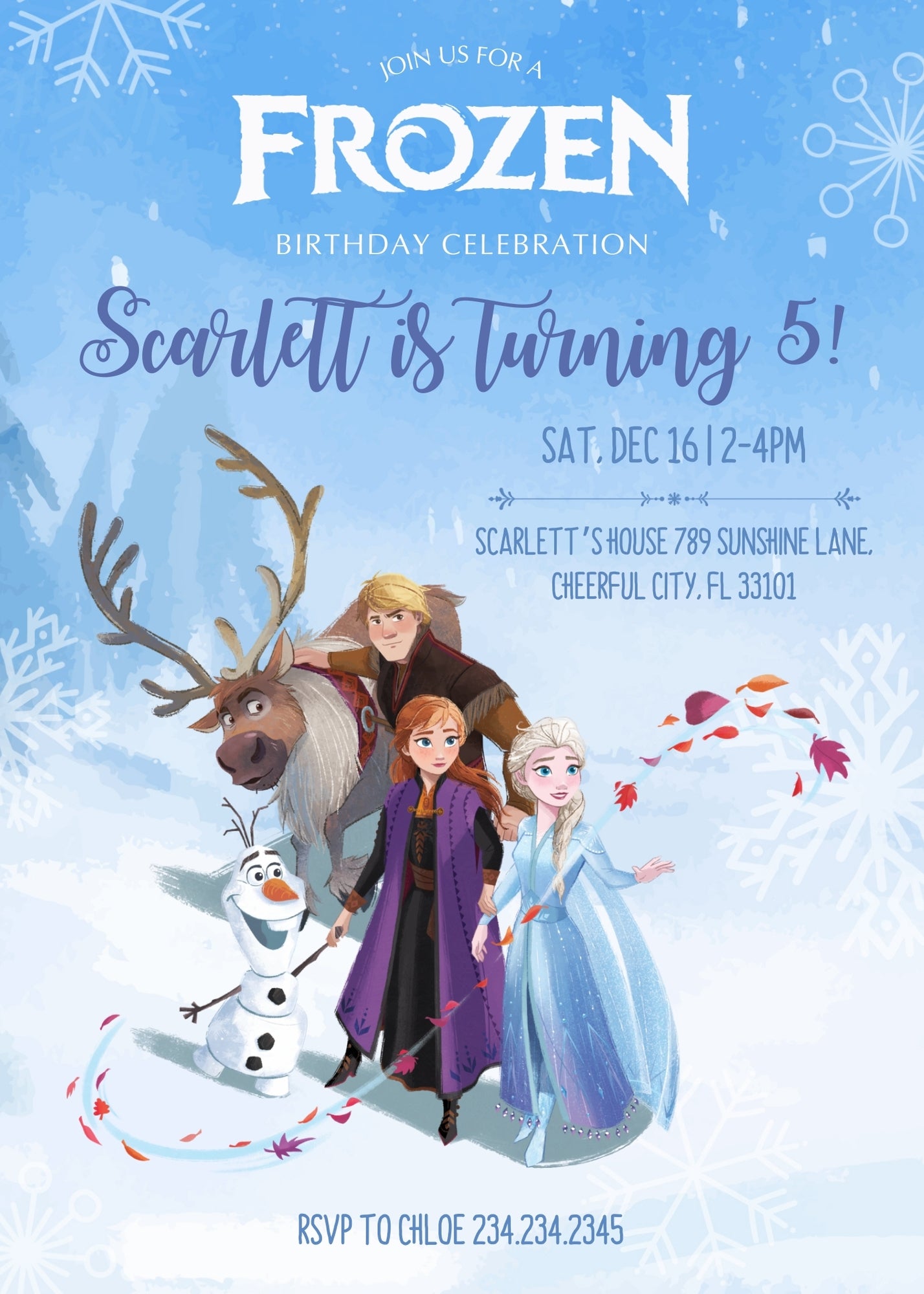 Frozen Elsa customizable invitation template | Share or Print | girl | PL787