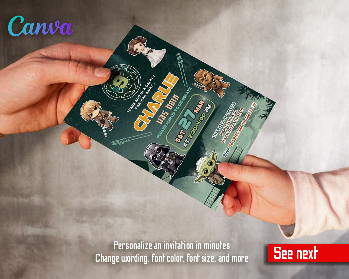 Star Wars Darth Vader customizable invitation template | Share or Print | boy | GT625