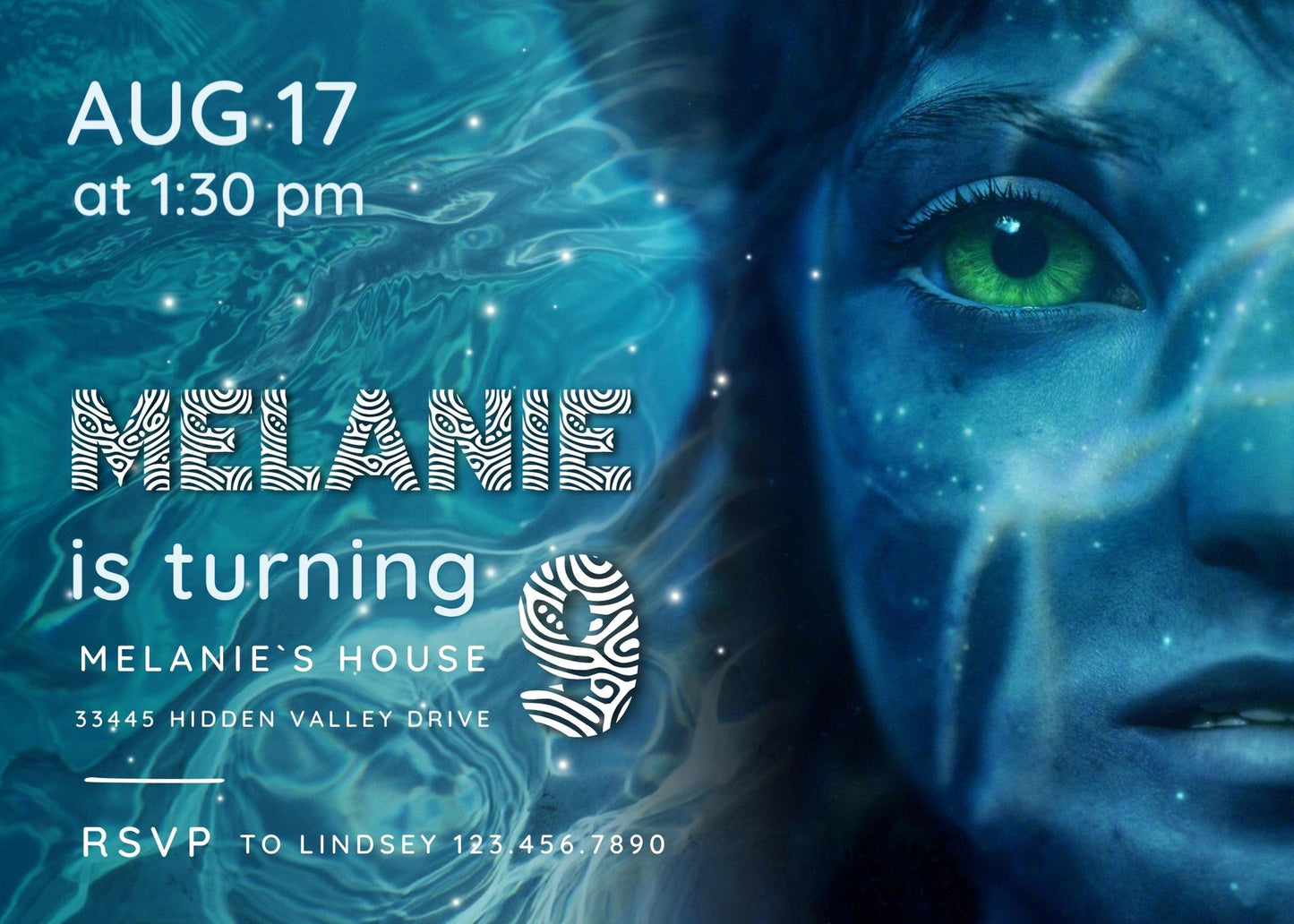 Avatar The Way of Water customizable invitation template | Share or Print | | VD867