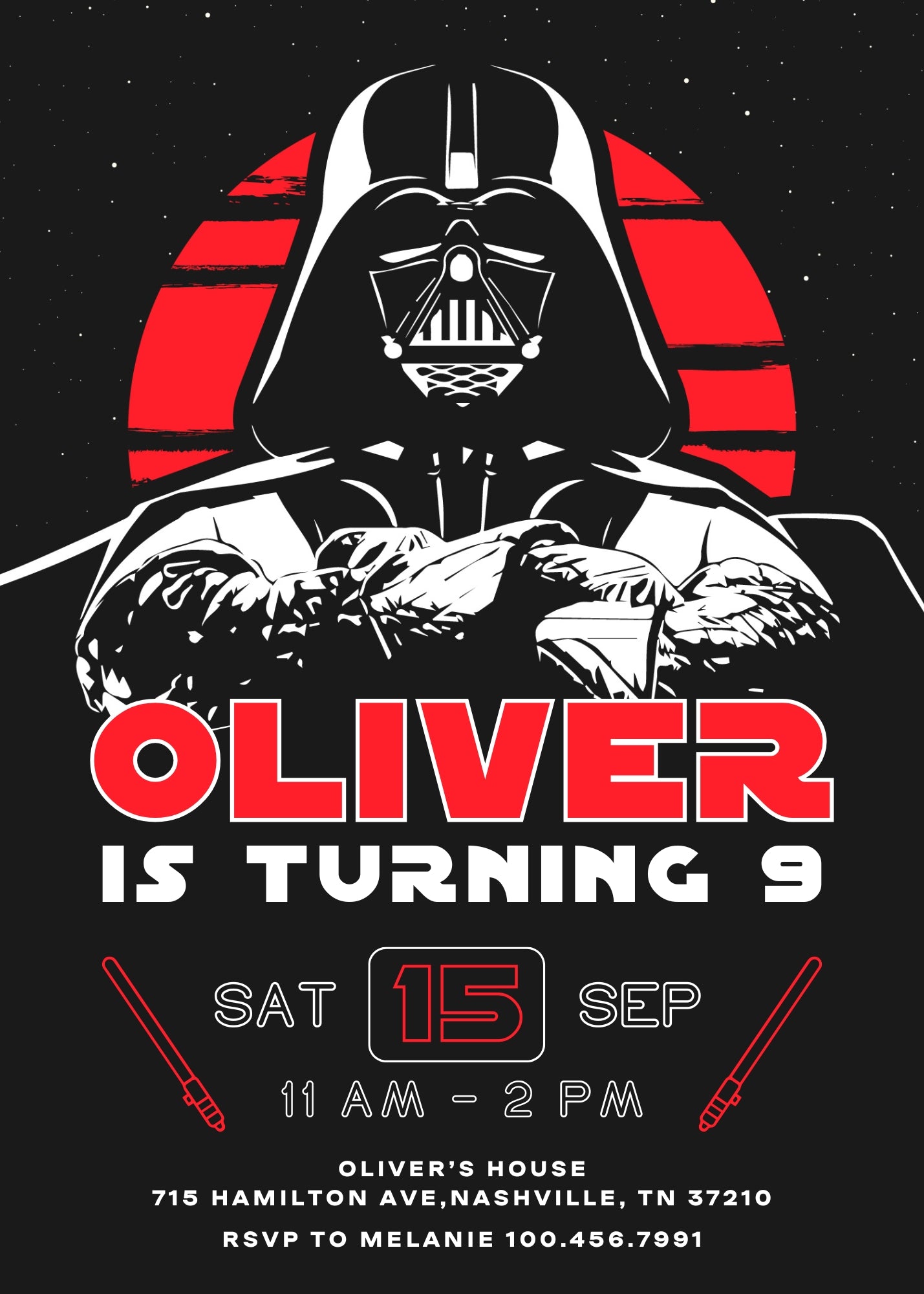 Star Wars Darth Vader customizable invitation template | Share or Print | boy | RP472