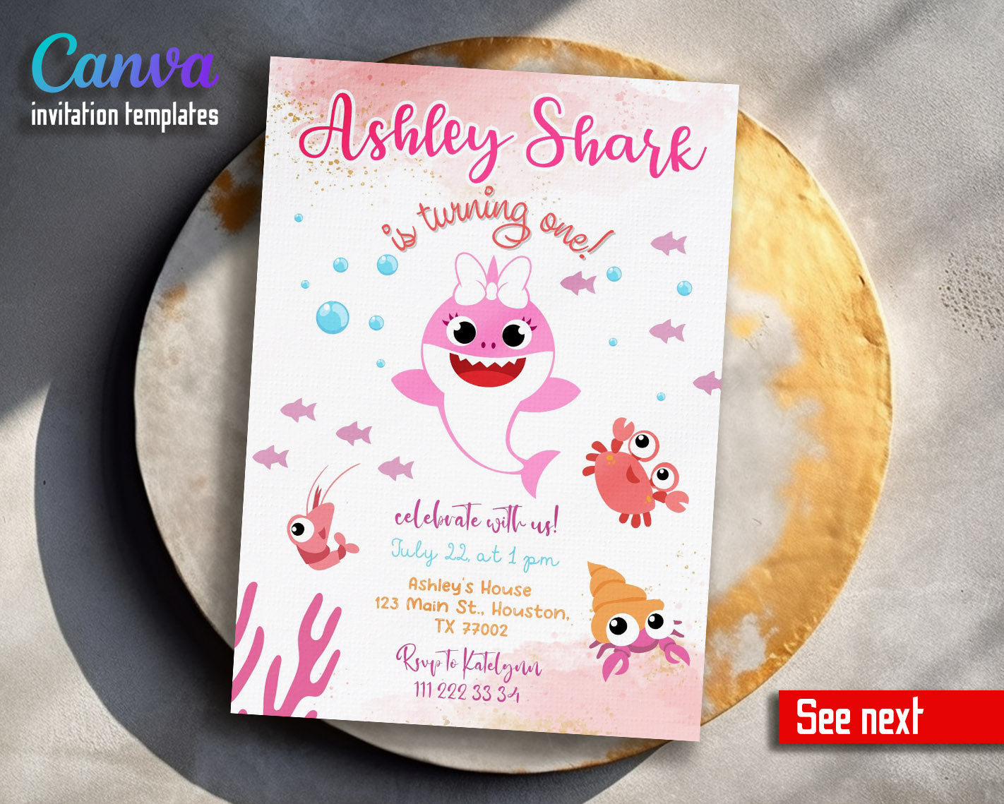 Baby Shark customizable invitation template | Share or Print | | FP185