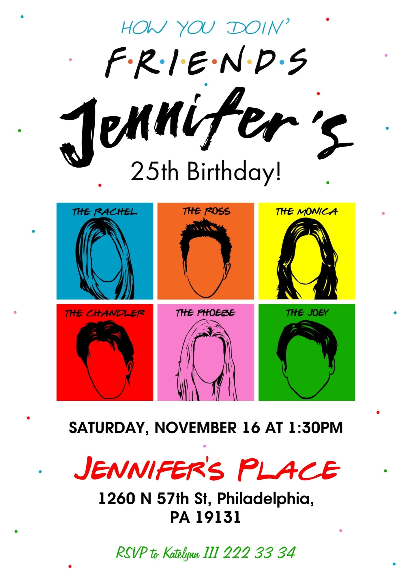 Friends TV Show customizable invitation template | Share or Print | | RK915