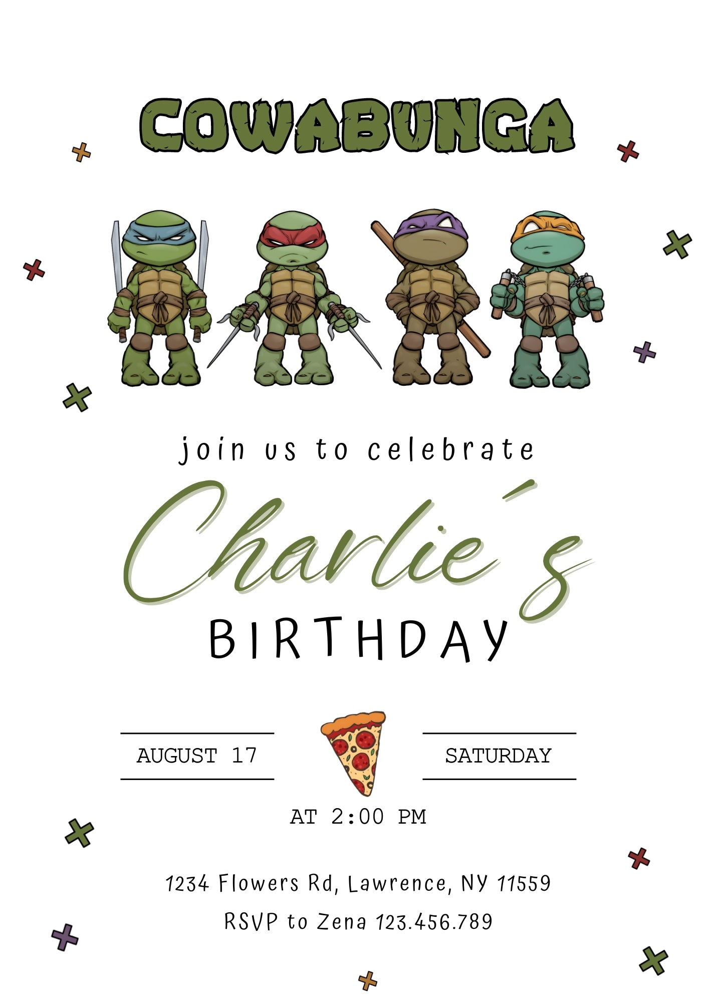 Teenage Mutant Ninja Turtles customizable invitation template | Share or Print | boy | FU024