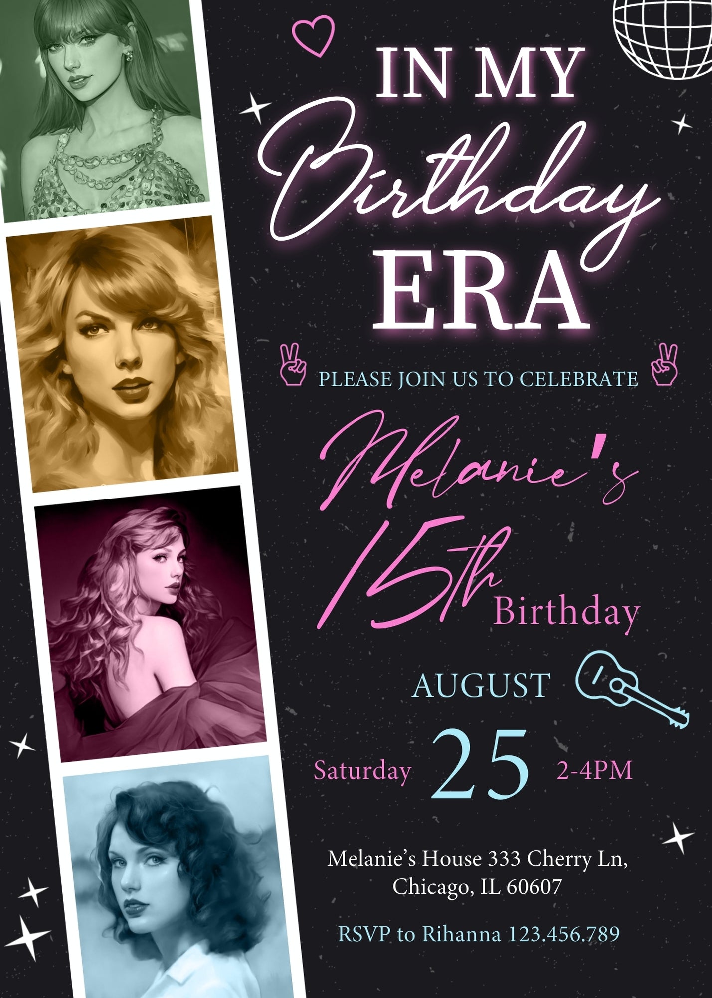 Taylor Swift Eras Tour customizable invitation template | Share or Print | girl | KP463