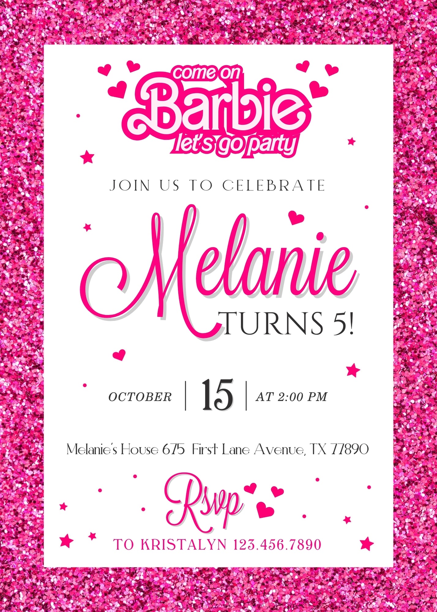 Barbie Pink customizable invitation template | Share or Print | girl | GC428