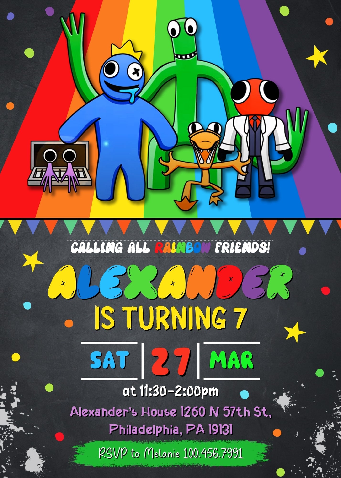 Rainbow Friends customizable invitation template | Share or Print | | TZ924