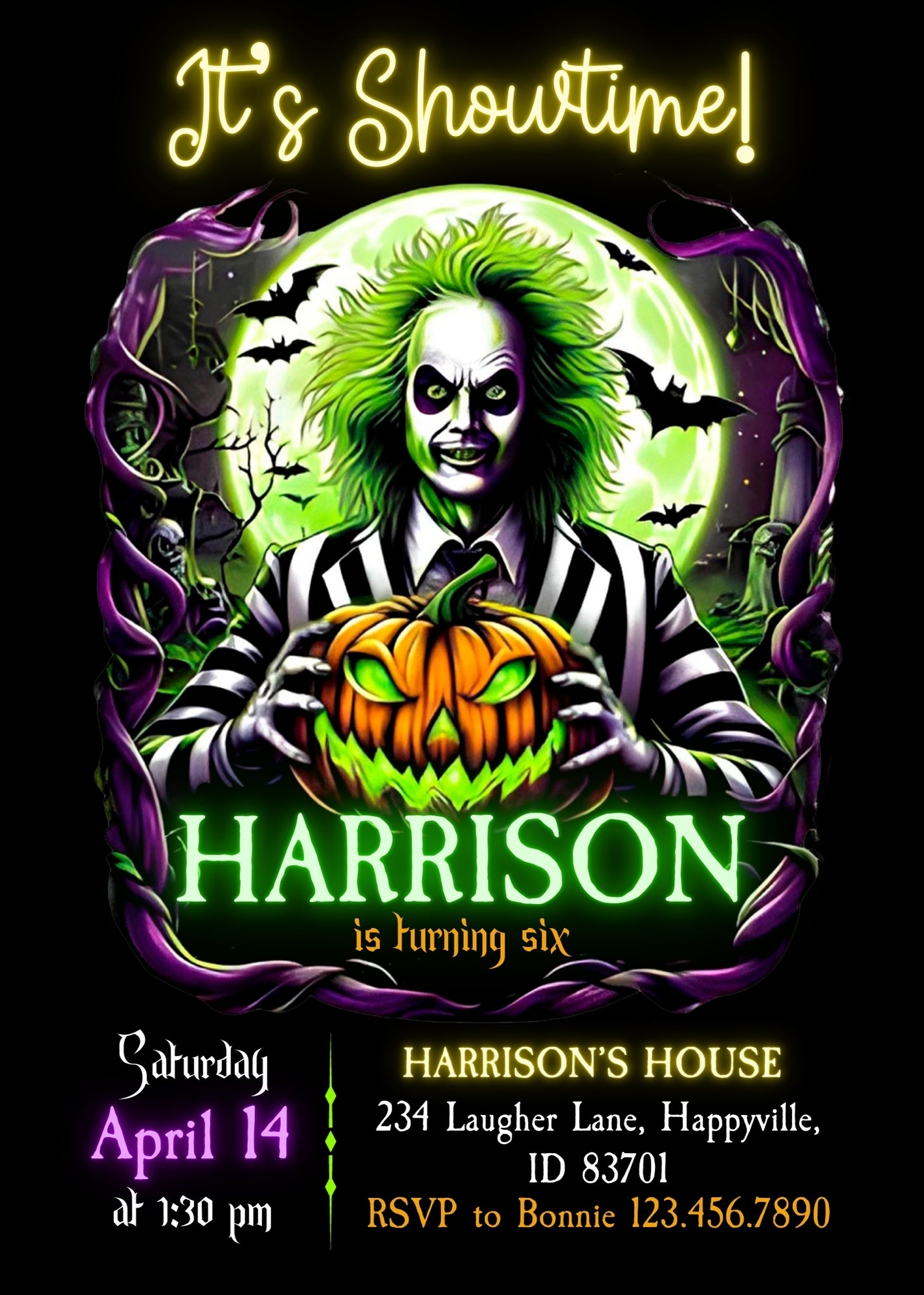 Beetlejuice Halloween customizable invitation template | Share or Print | | GV635