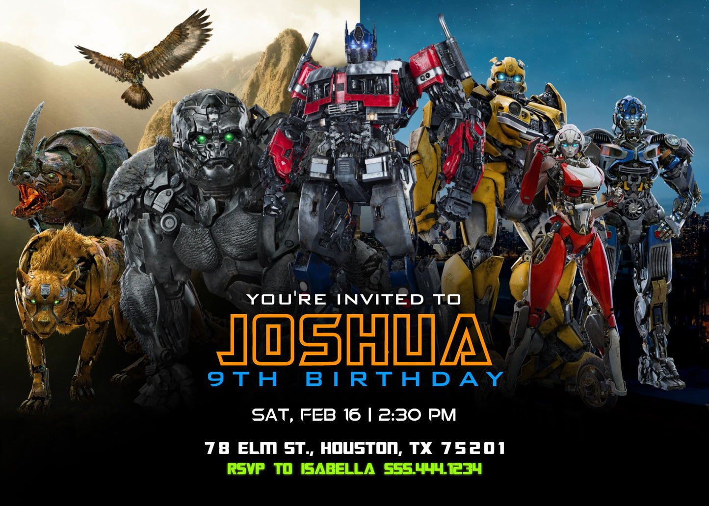 Transformers Rescue Bots customizable invitation template | Share or Print | boy | HK695