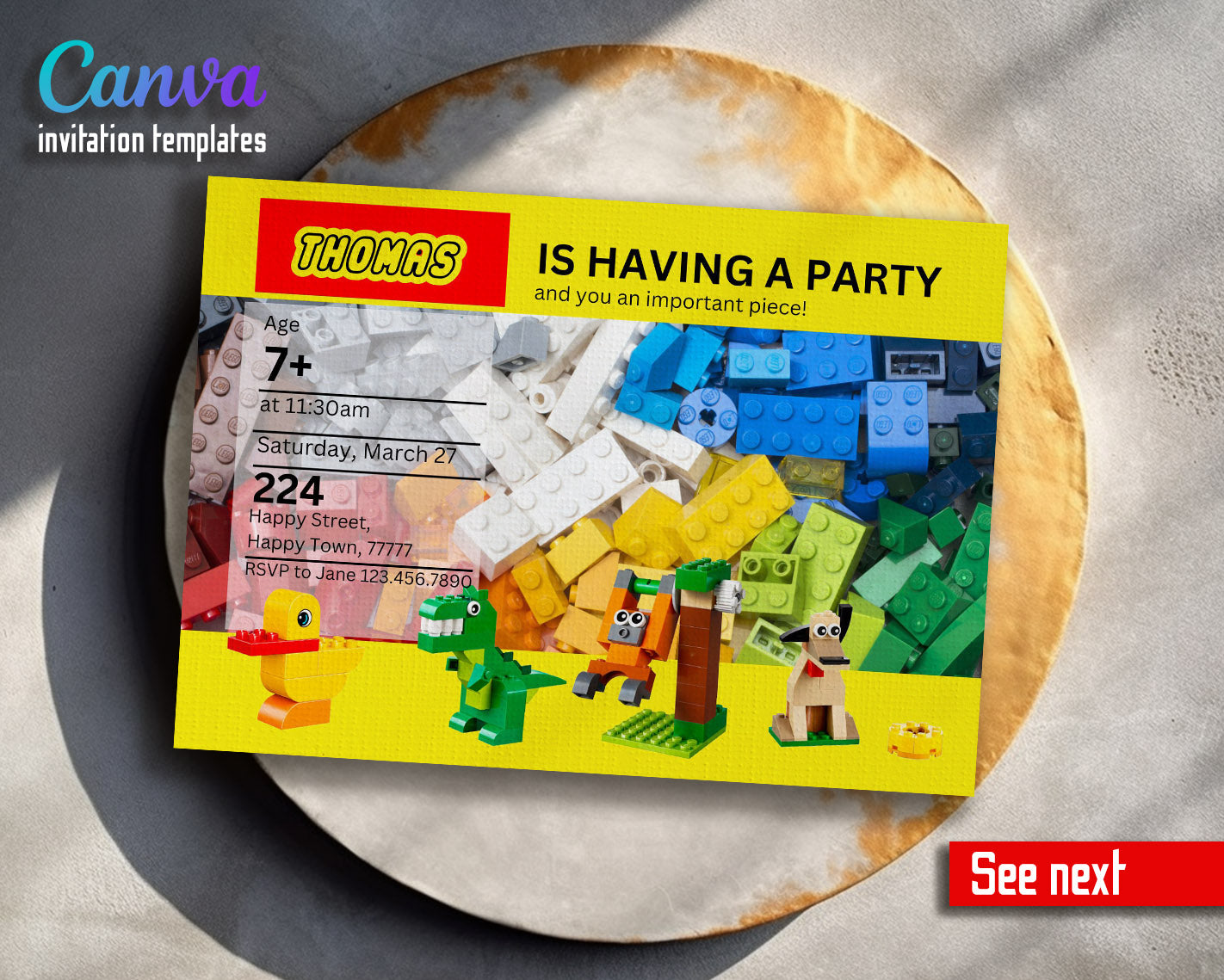 Lego customizable invitation template | Share or Print | | EQ842