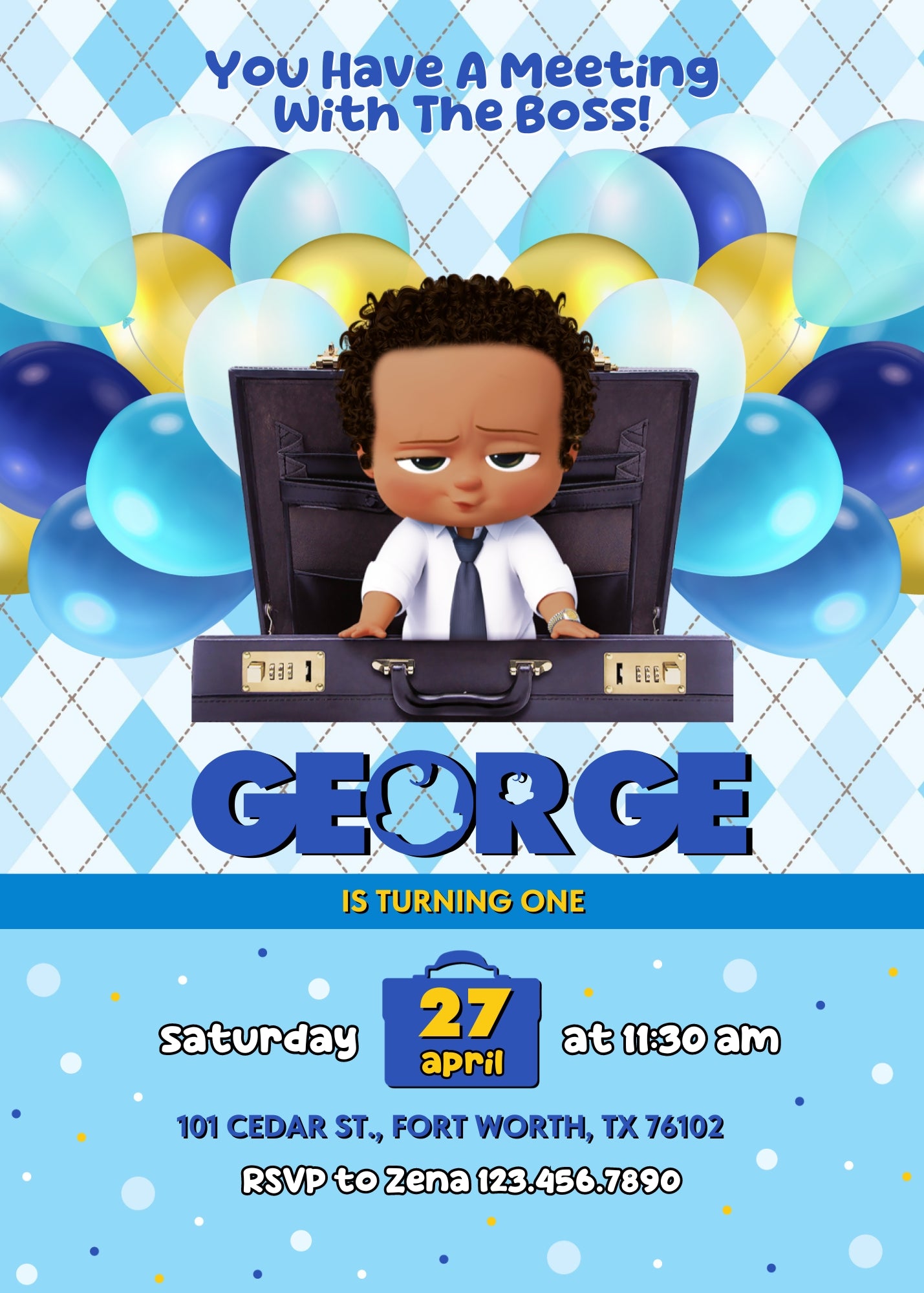 Baby Boss customizable invitation template | Share or Print | boy | NG493