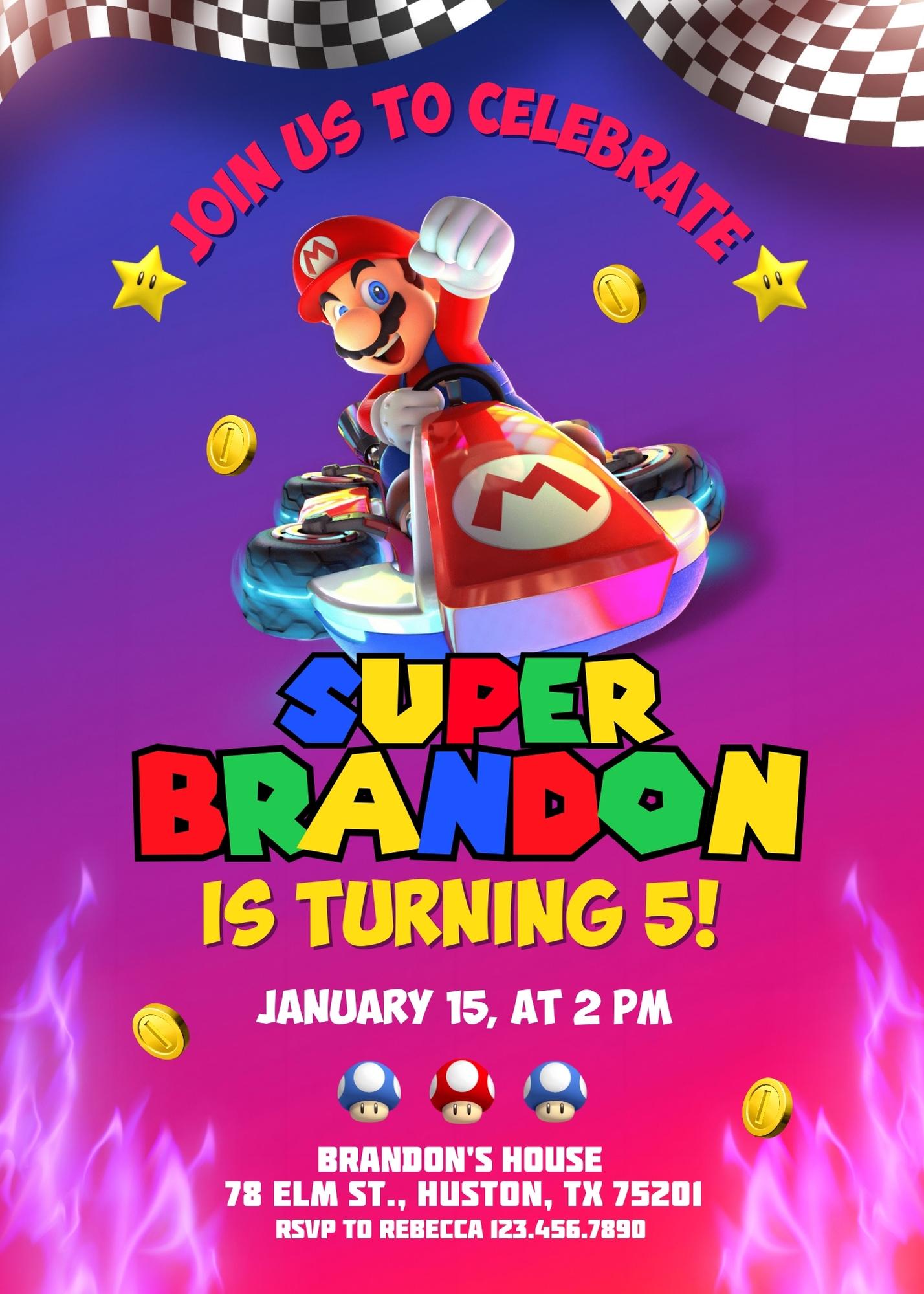 Super Mario Bros customizable invitation template | Share or Print | | WQ399