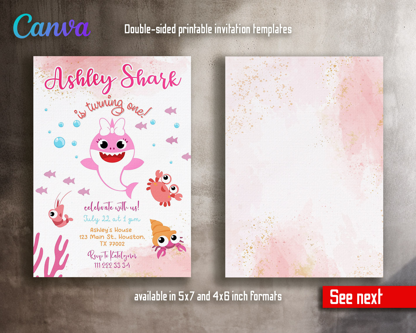 Baby Shark customizable invitation template | Share or Print | | FP185