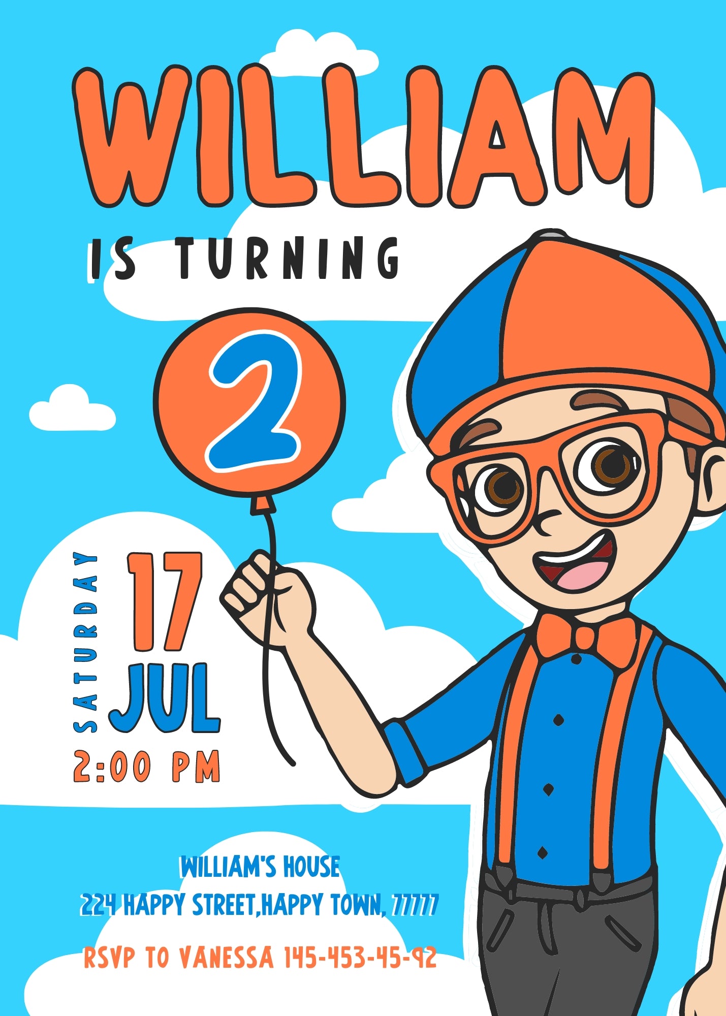 Blippi customizable invitation template | Share or Print | | ZP489