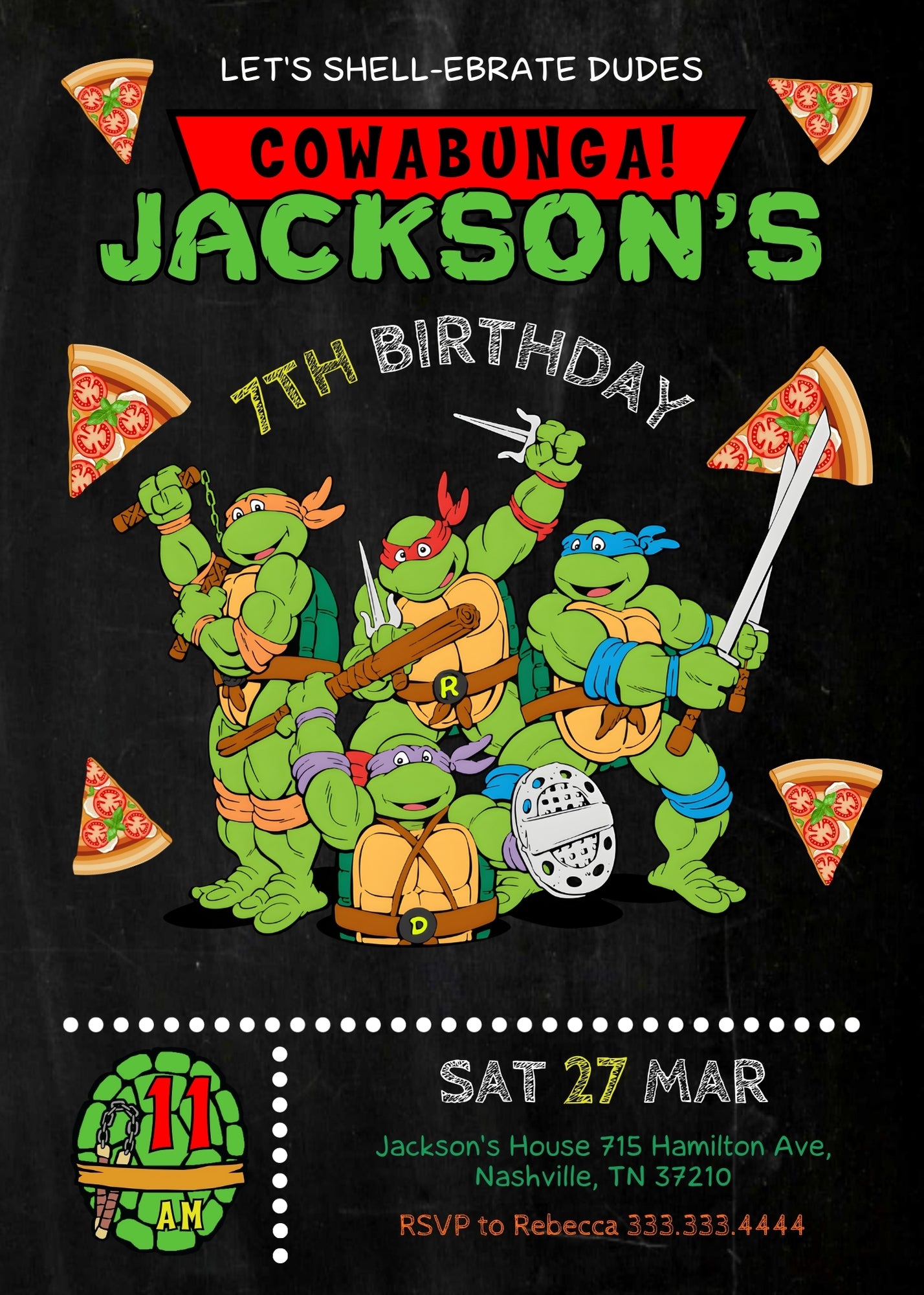 Teenage Mutant Ninja Turtles customizable invitation template | Share or Print | boy | PT893