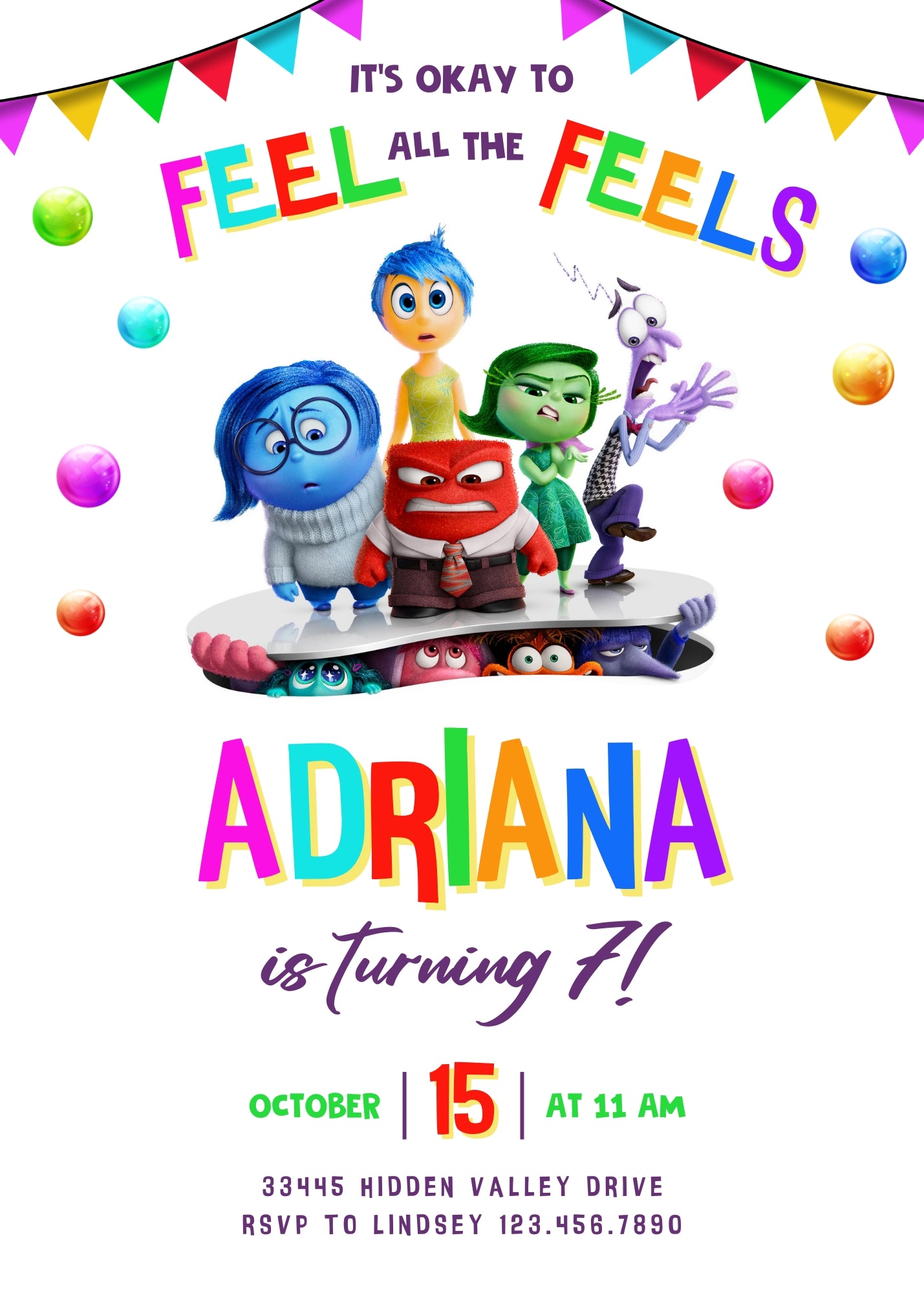 Inside Out 2 customizable invitation template | Share or Print | | LM225