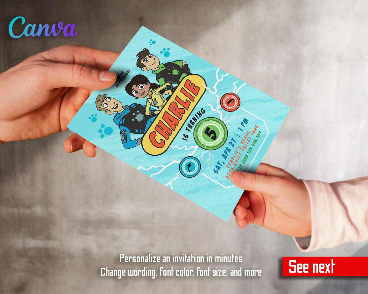 Wild Kratts Creature Hero customizable invitation template | Share or Print | | MG692