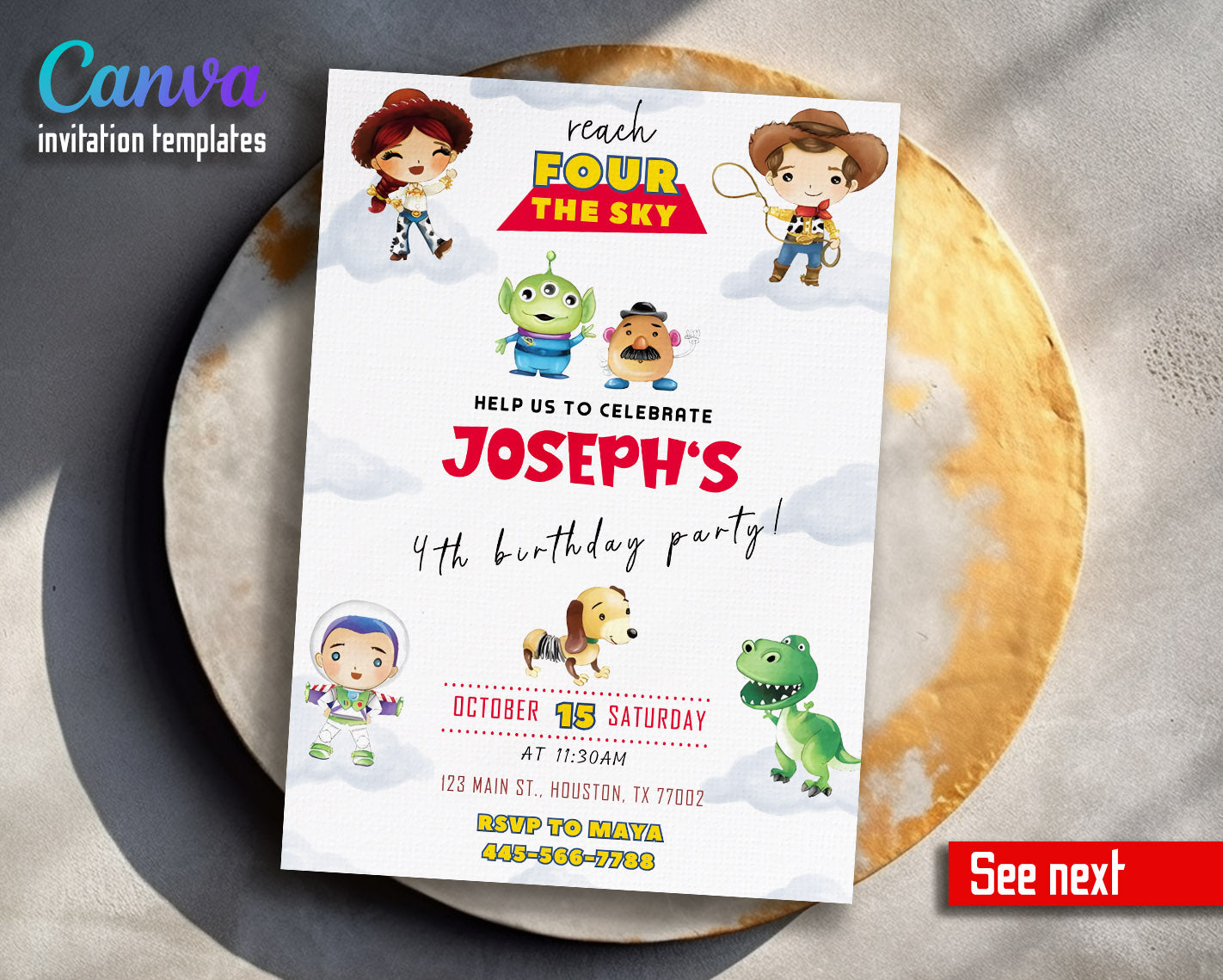 Toy Story Woody customizable invitation template | Share or Print | | OW225