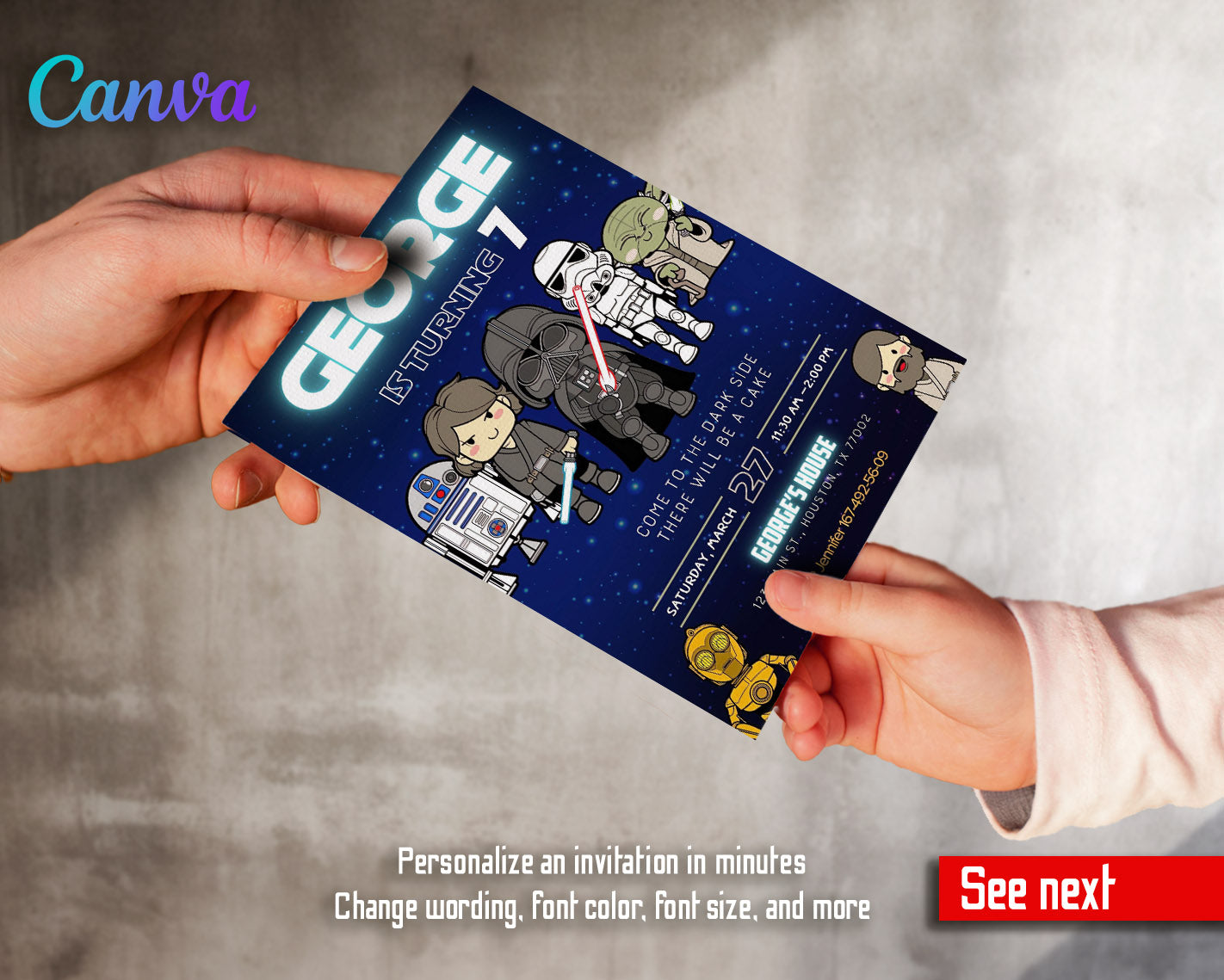 Star Wars Darth Vader customizable invitation template | Share or Print | boy | BC783