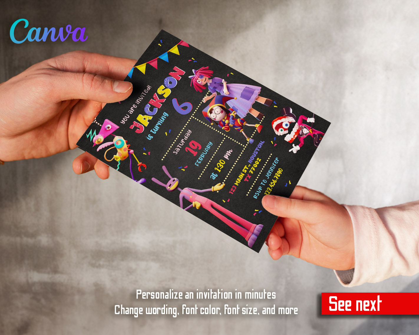 The Amazing Digital Circus customizable invitation template | Share or Print | | NU330