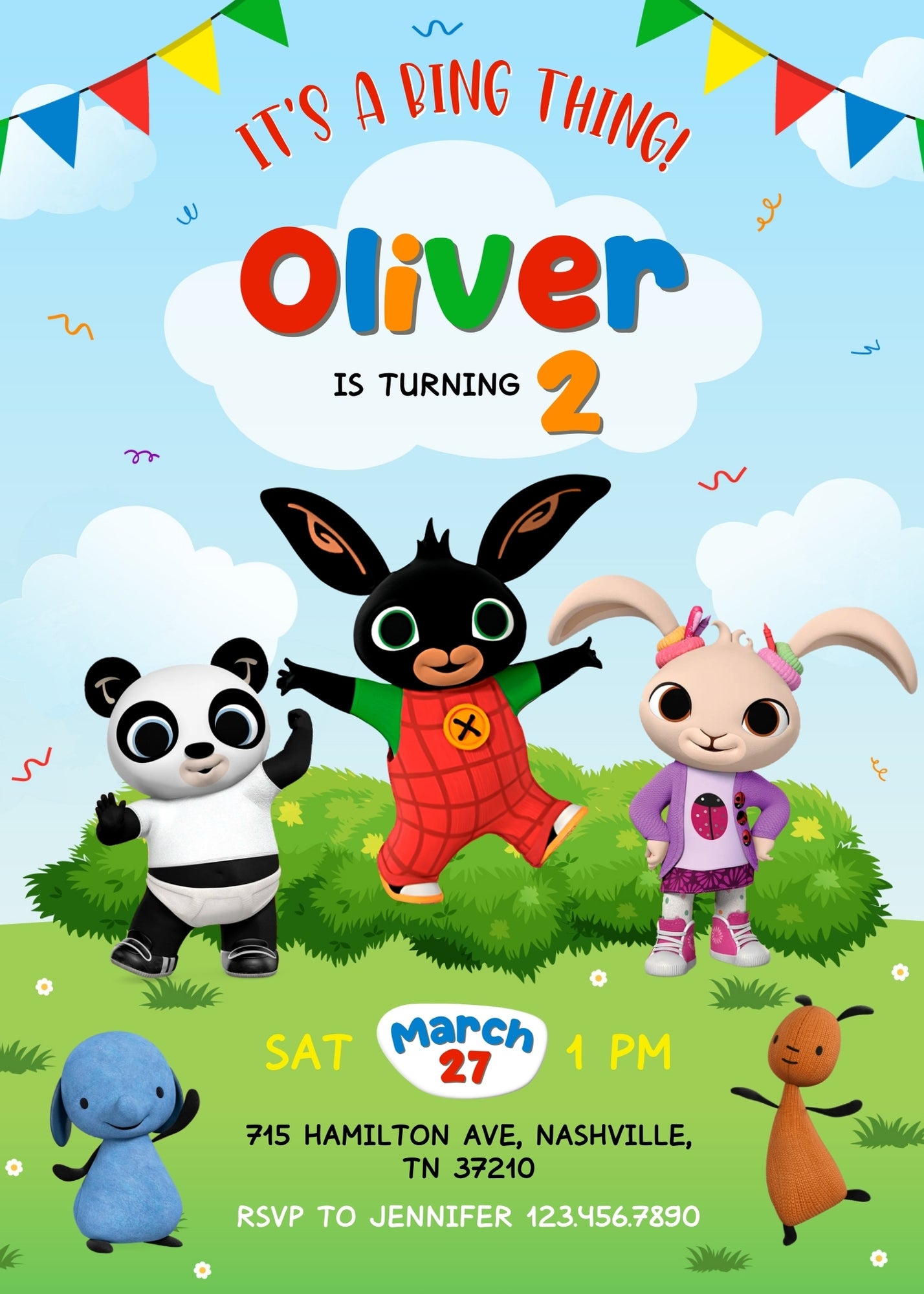 Bing Bunny customizable invitation template | Share or Print | | MJ433