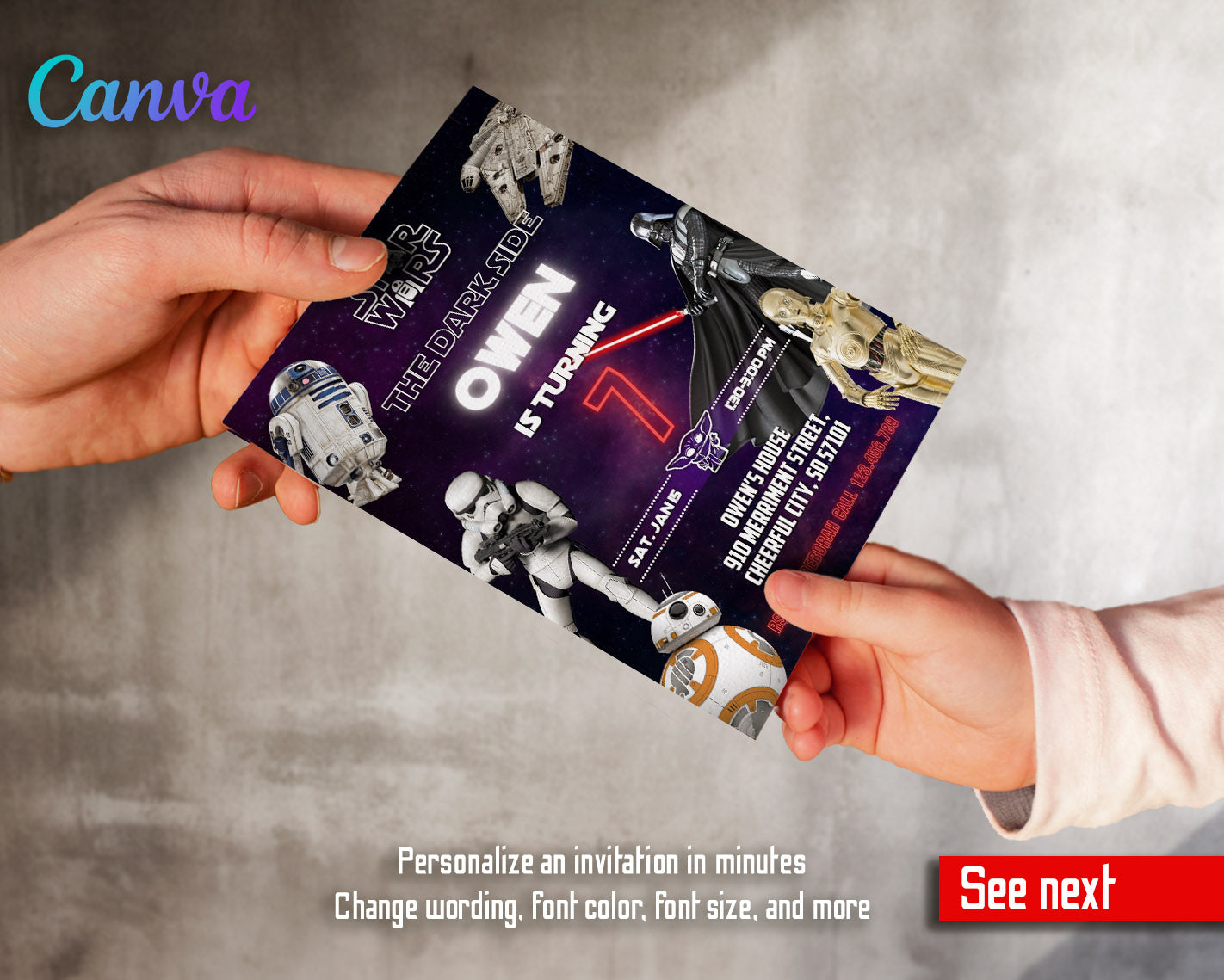 Star Wars Darth Vader customizable invitation template | Share or Print | boy | SB077