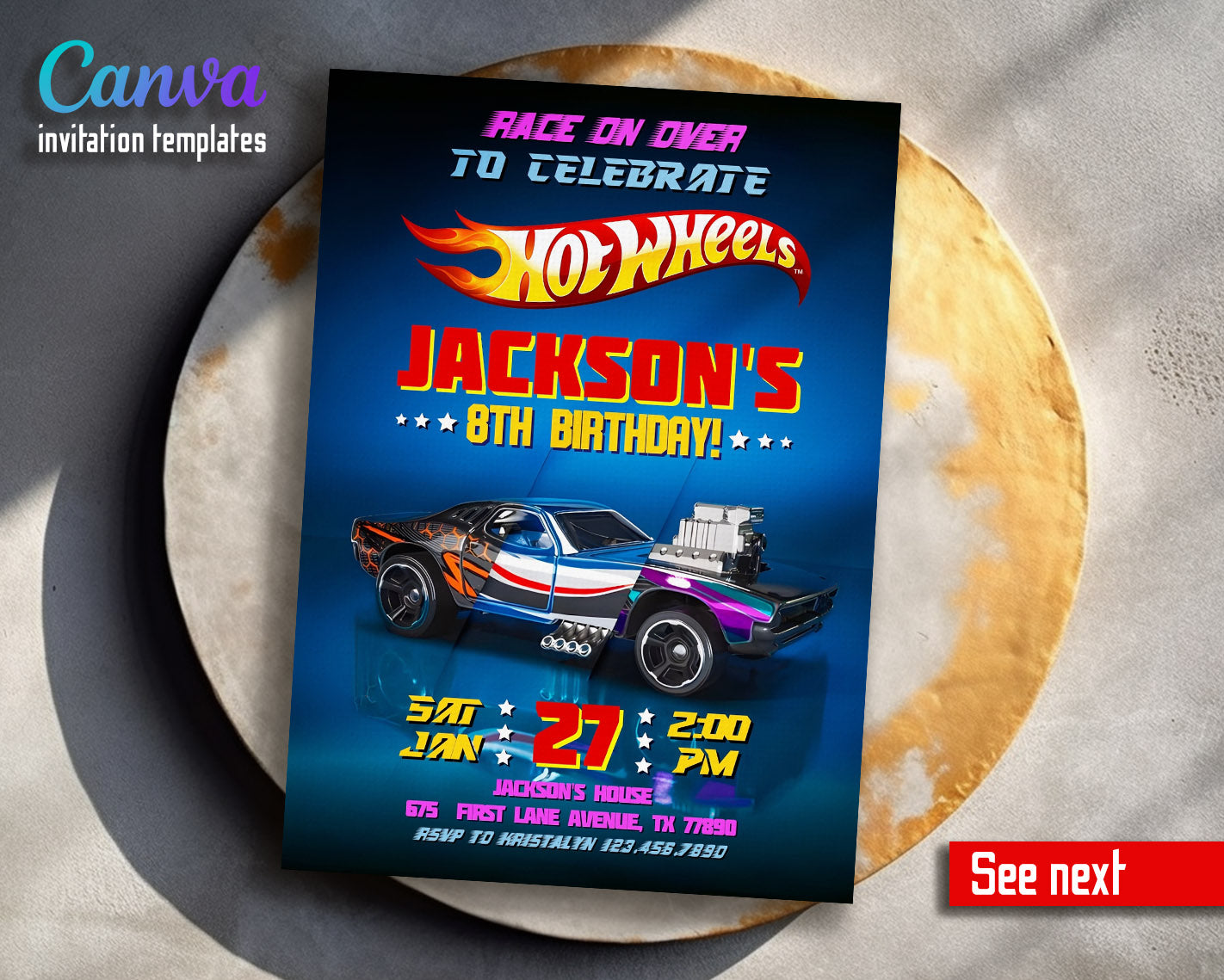 Hot Wheels Racing customizable invitation template | Share or Print | boy | IM402