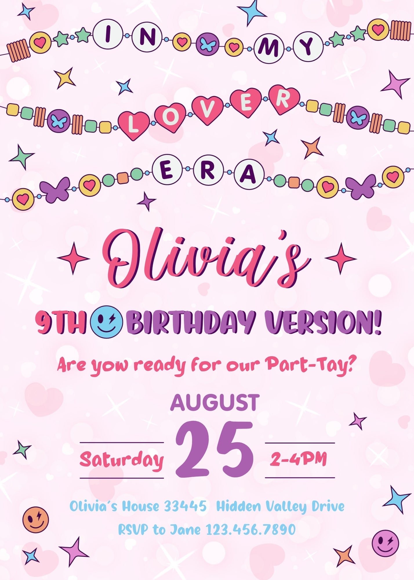 Taylor Swift Eras Tour customizable invitation template | Share or Print | girl | OA723