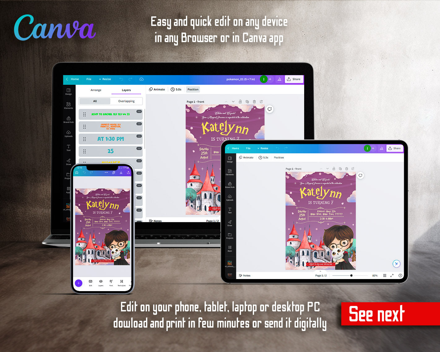 Harry Potter customizable invitation template | Share or Print | | IW402