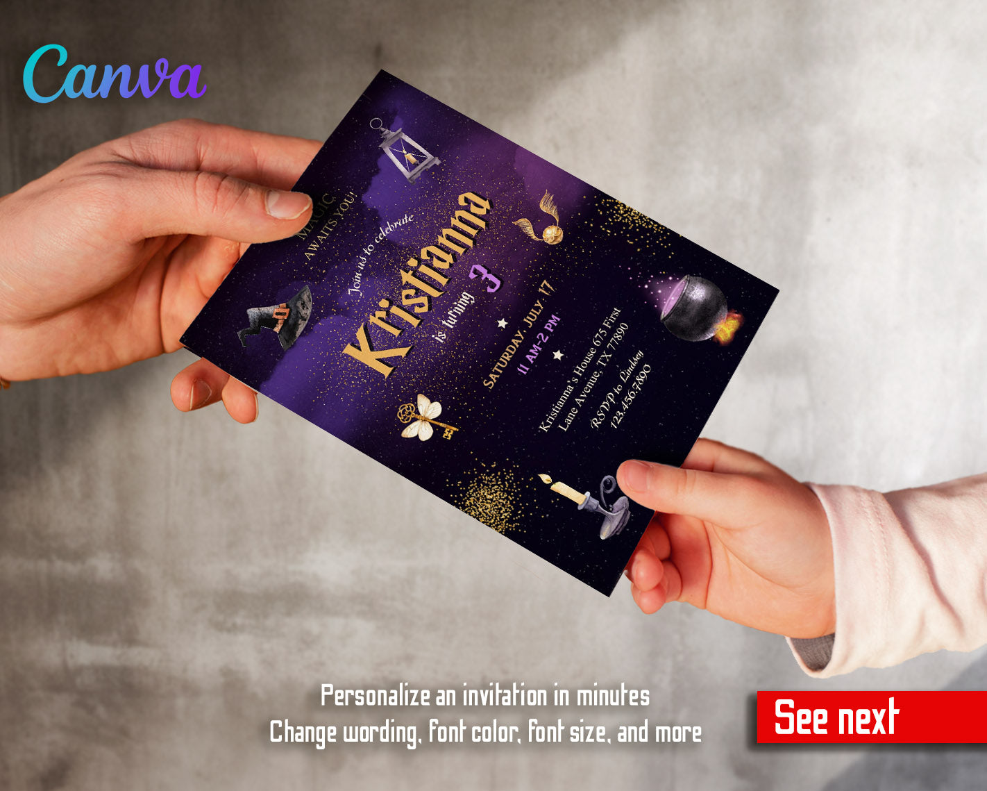 Harry Potter customizable invitation template | Share or Print | | LN902