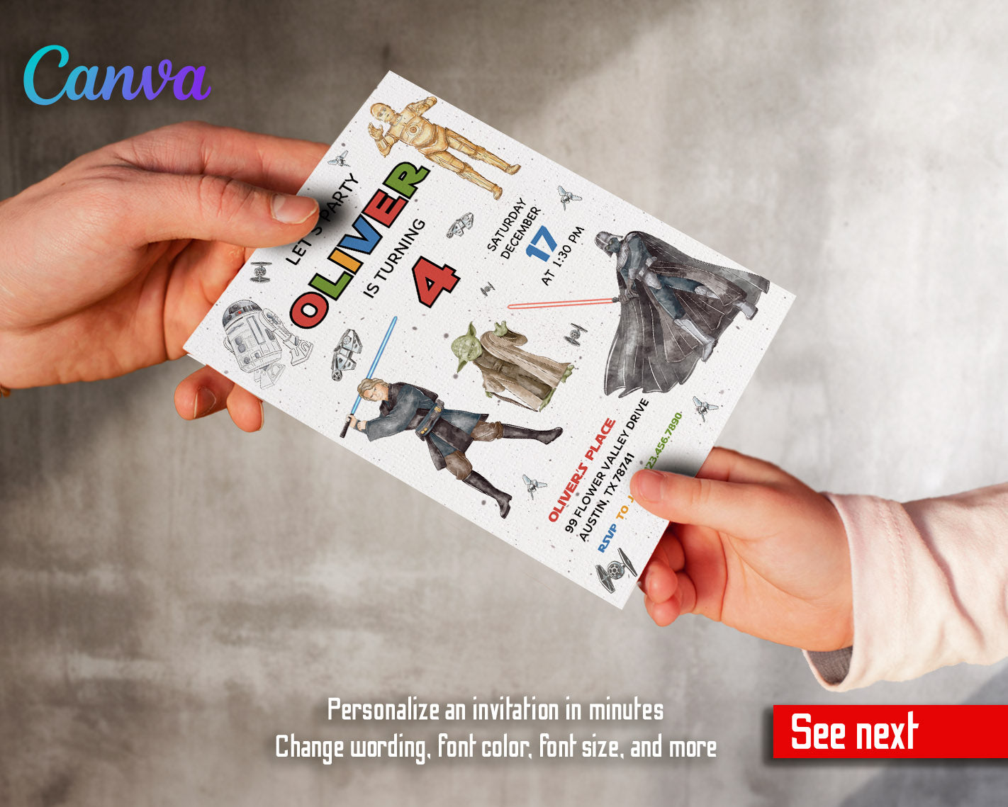 Star Wars Darth Vader customizable invitation template | Share or Print | boy | JP142