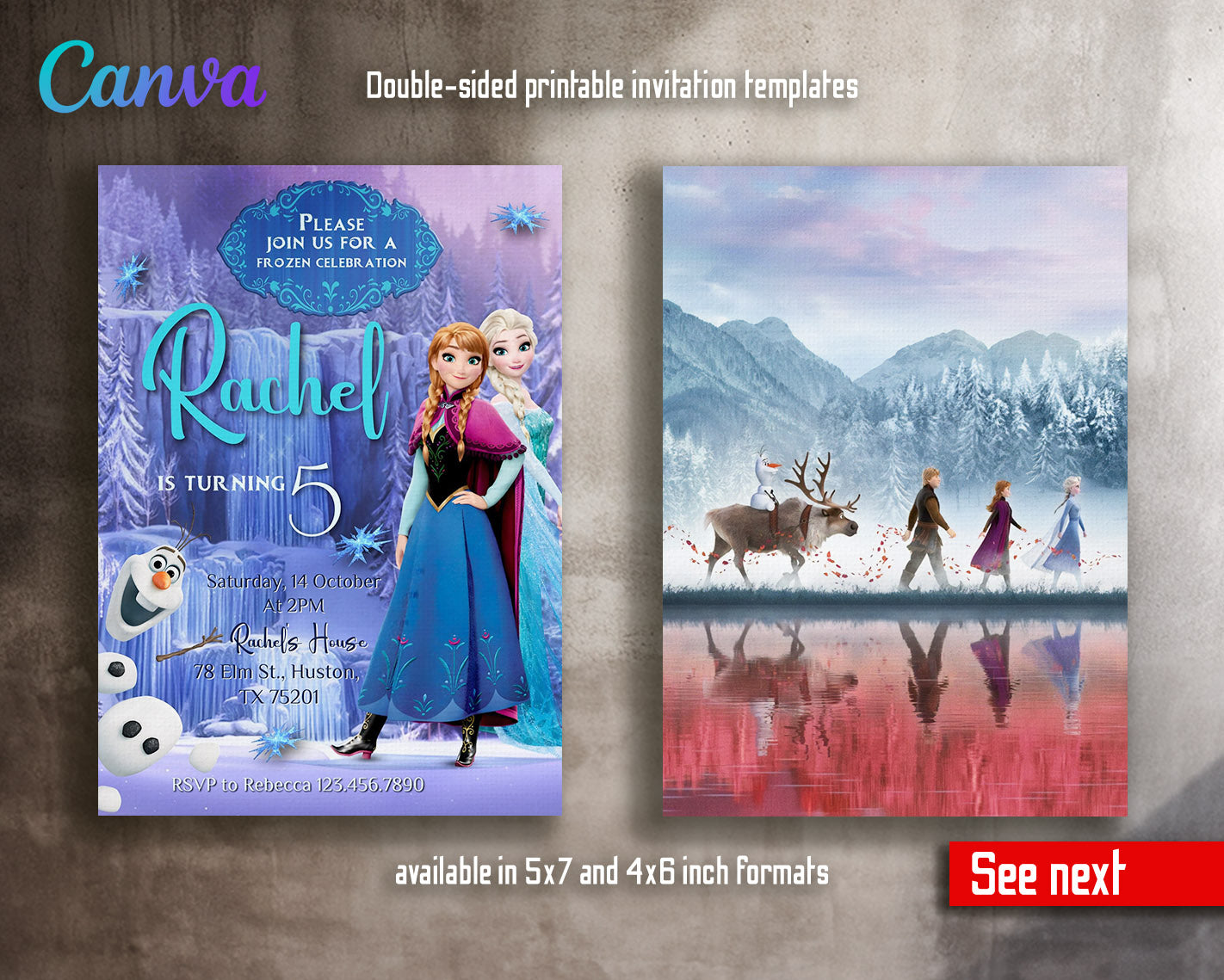 Frozen Elsa customizable invitation template | Share or Print | girl | KA603