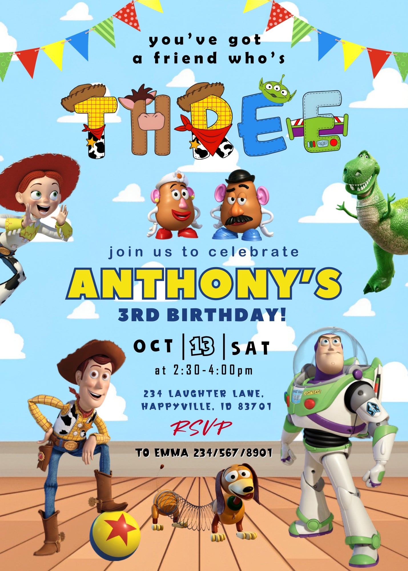 Toy Story Woody customizable invitation template | Share or Print | | XZ039