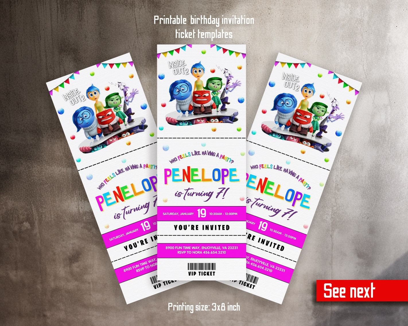 Inside Out 2 customizable invitation template | Share or Print | | RU416