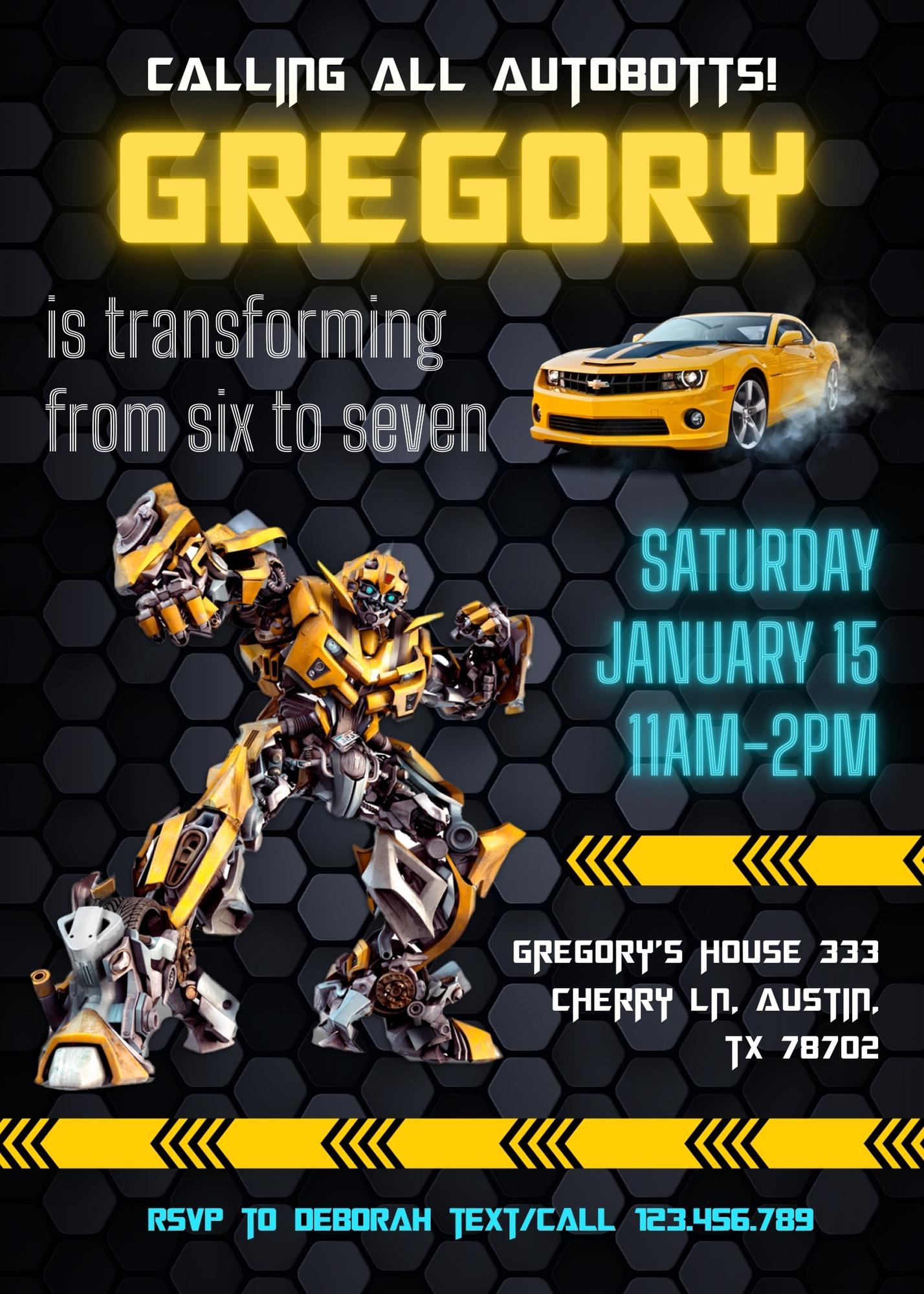 Transformers Rescue Bots customizable invitation template | Share or Print | boy | GH795