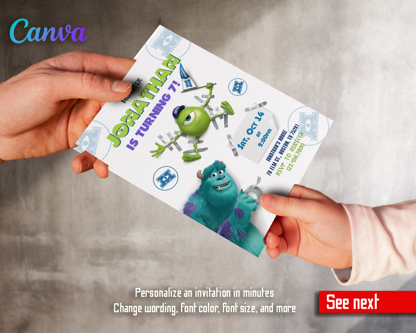 Monsters, Inc. customizable invitation template | Share or Print | | DE317