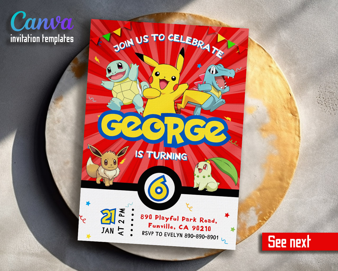 Pokemon Pikachu customizable invitation template | Share or Print | | NK285