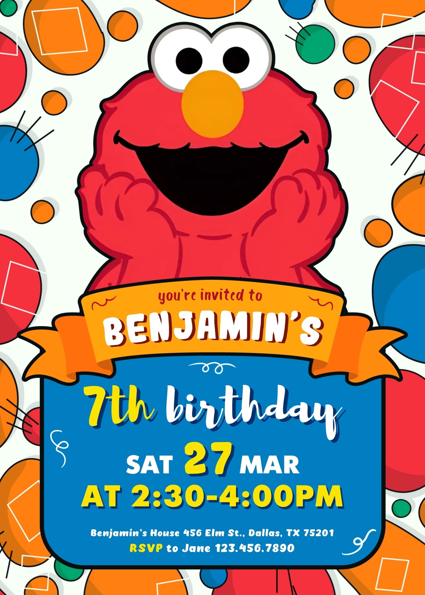 Sesame Street Elmo customizable invitation template | Share or Print | | JT831