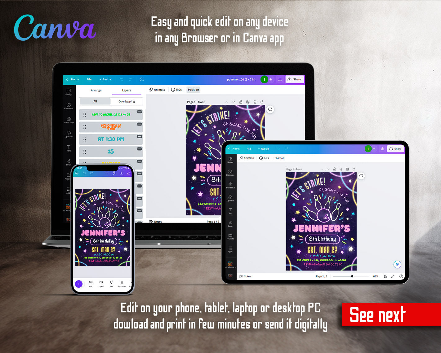 Bowling Strike Up customizable invitation template | Share or Print | | AC072