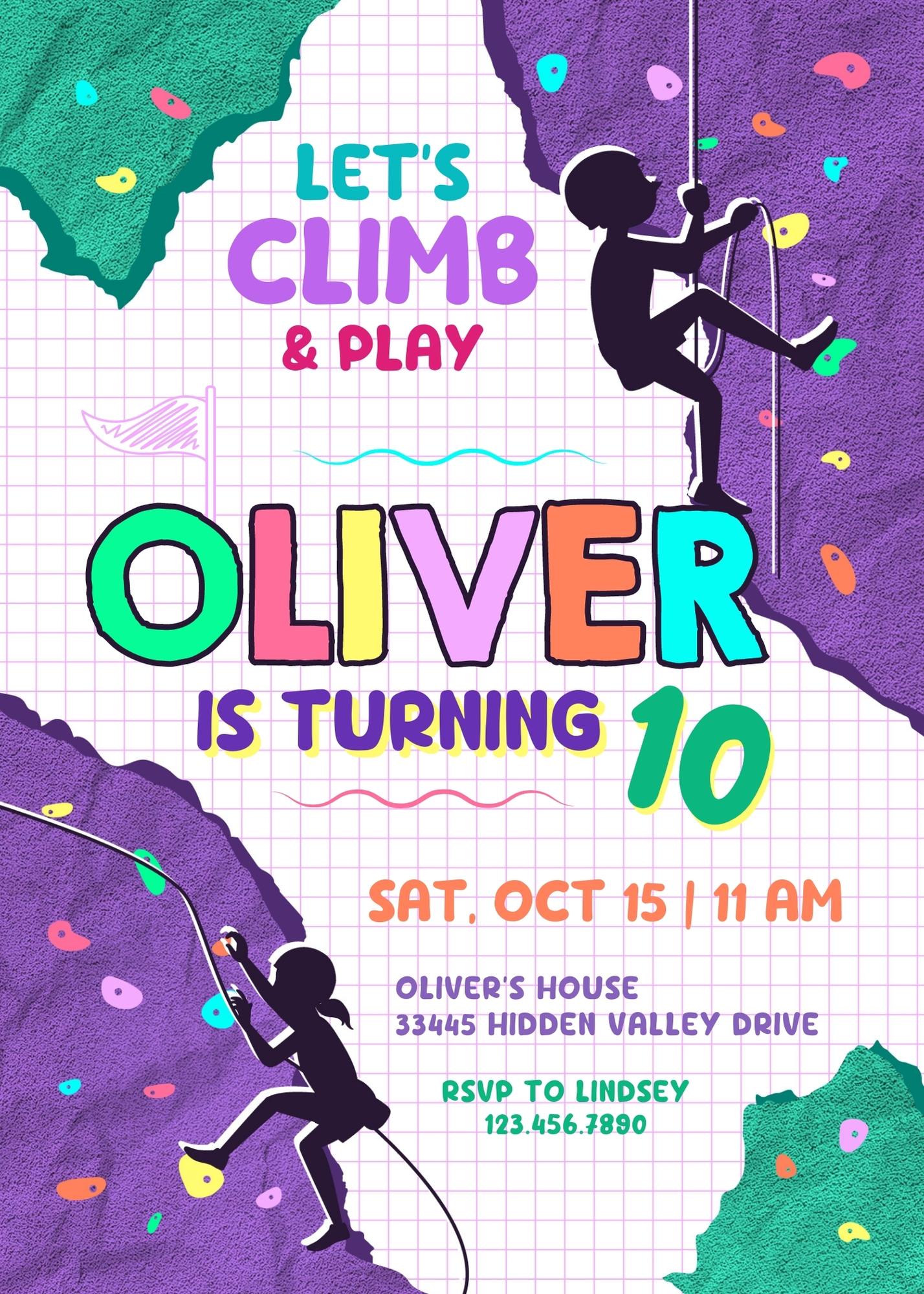 Rock Climbing customizable invitation template | Share or Print | | OP148