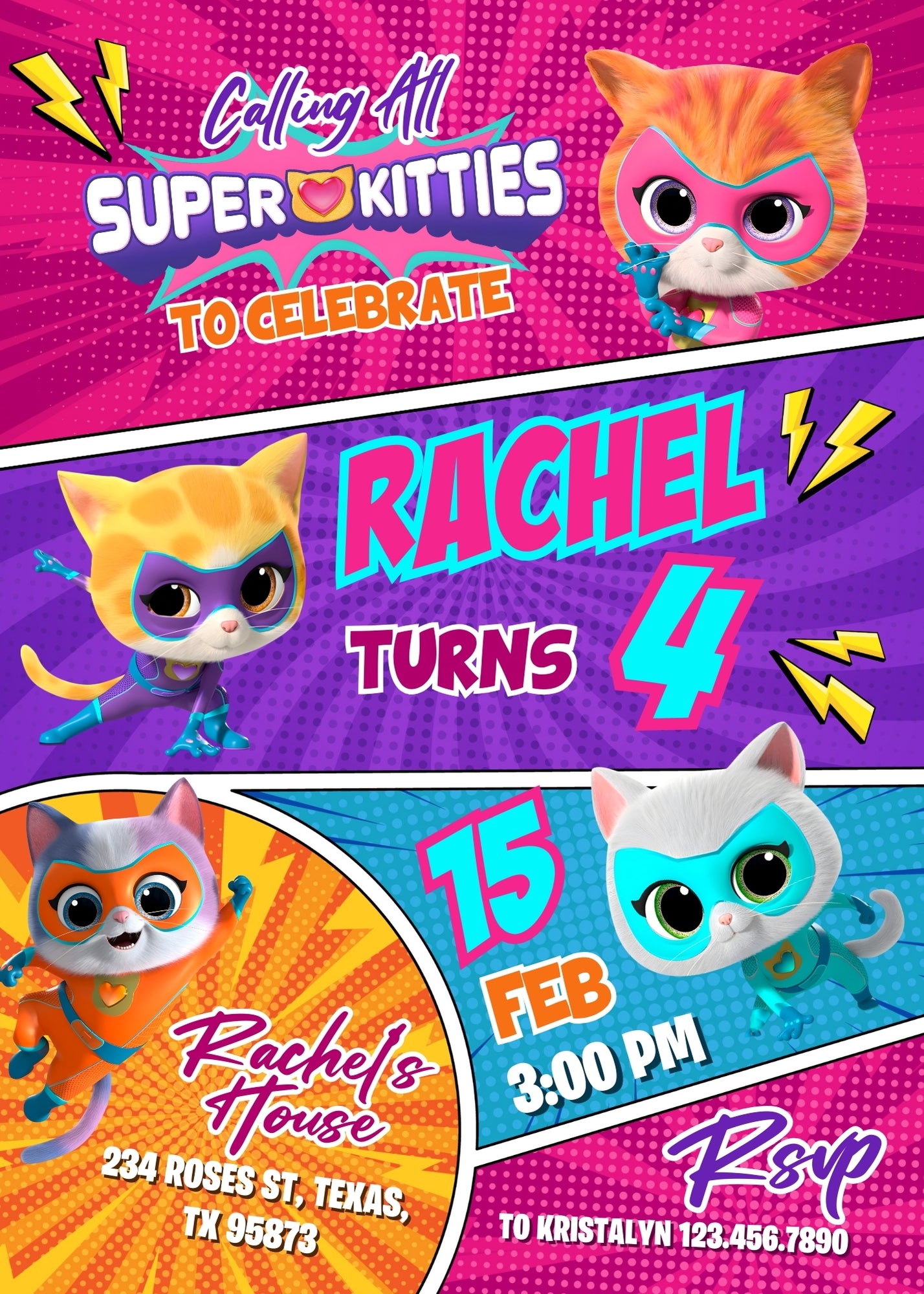 SuperKitties customizable invitation template | Share or Print | | MW561