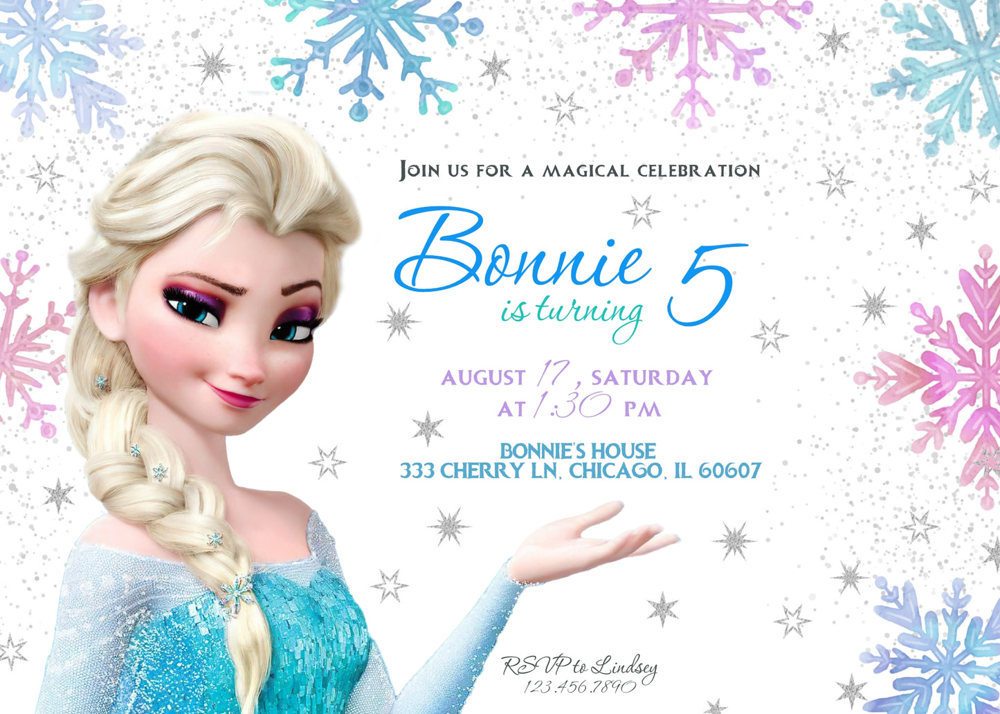 Frozen Elsa customizable invitation template | Share or Print | girl | VN476