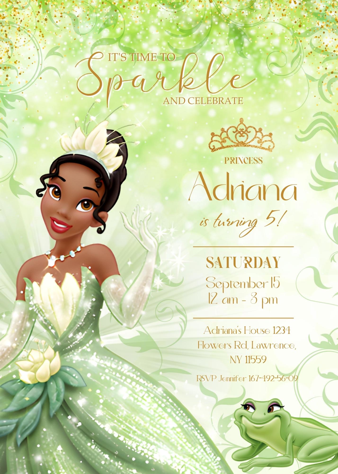 Tiana Frog Princess customizable invitation template | Share or Print | girl | GP298