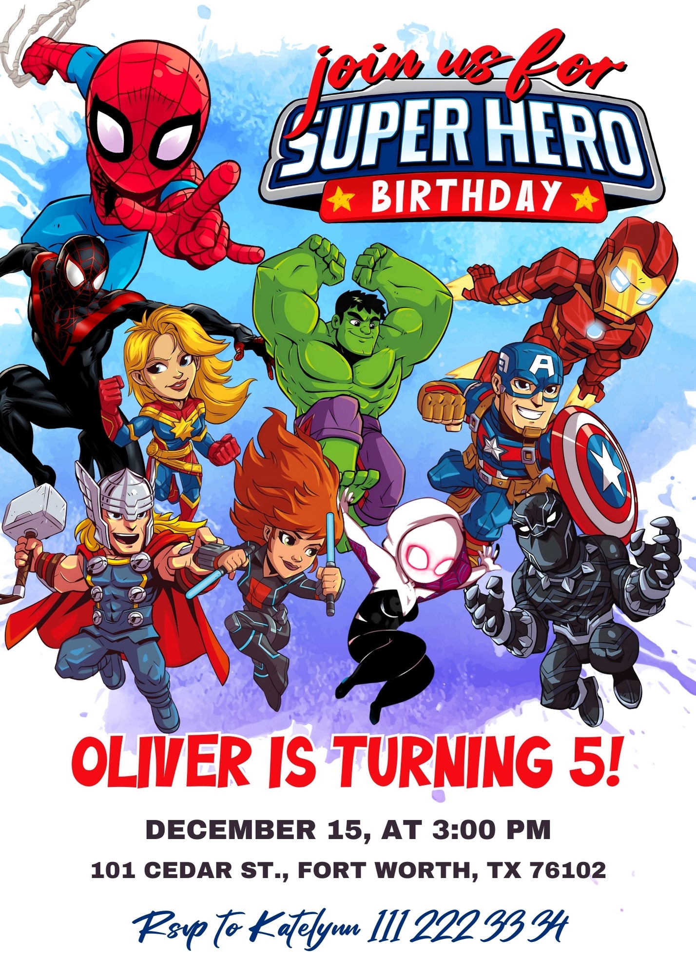 Avengers Marvel Superhero customizable invitation template | Share or Print | boy | BP551