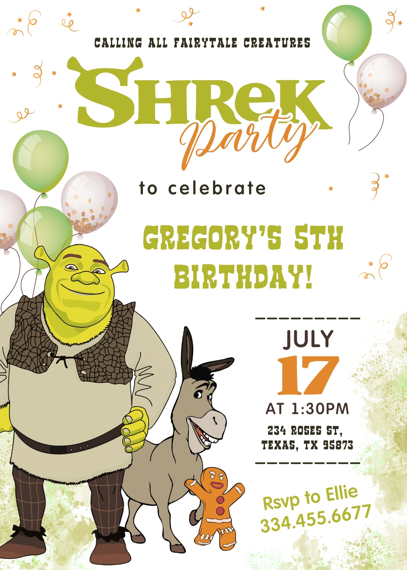 Shrek customizable invitation template | Share or Print | | JQ148