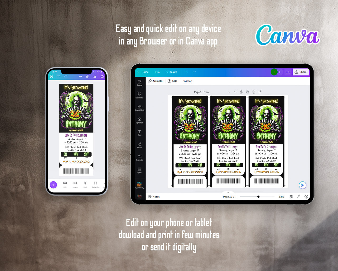 Beetlejuice Halloween customizable invitation template | Share or Print | | LB102
