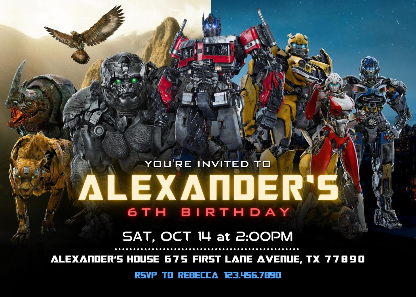 Transformers Rescue Bots customizable invitation template | Share or Print | boy | XO463