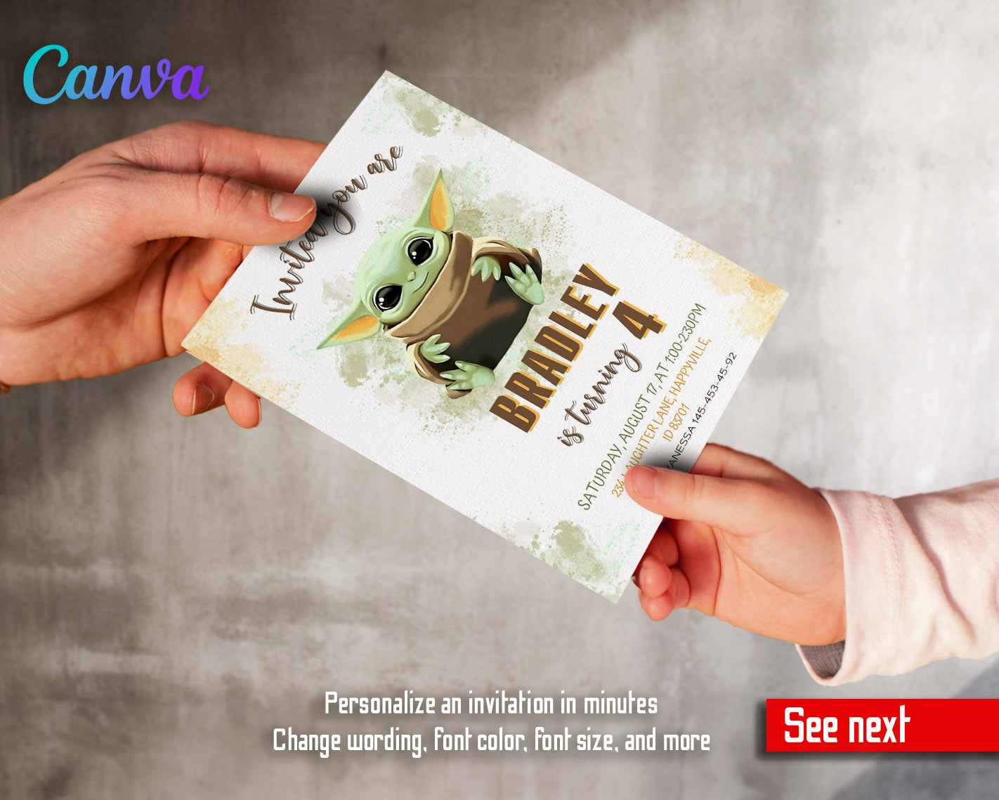 Baby Yoda Grogu Star Wars Mandalorian customizable invitation template | Share or Print | boy | RO737
