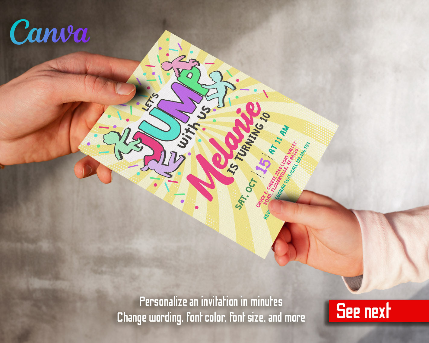 Trampoline Jump Party customizable invitation template | Share or Print | | BF814