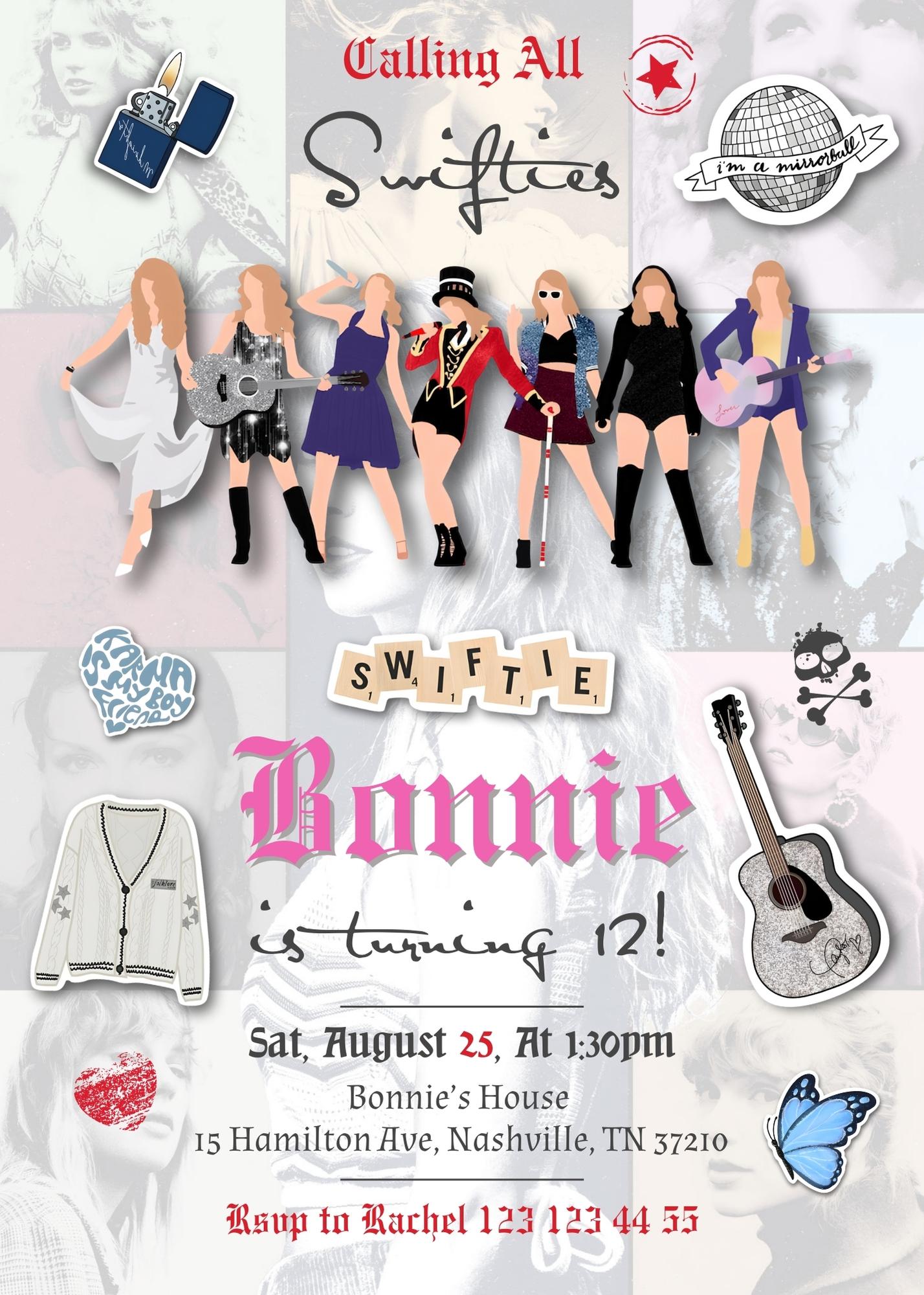 Taylor Swift Eras Tour customizable invitation template | Share or Print | girl | KX568