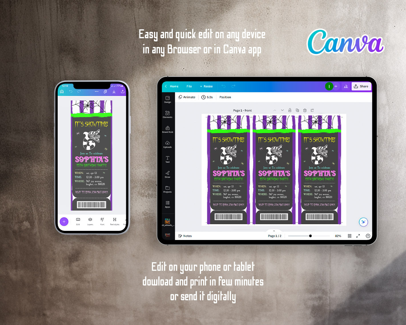 Beetlejuice Halloween customizable invitation template | Share or Print | | DP107